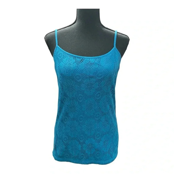 Blue lace tank top - Picture 1 of 3